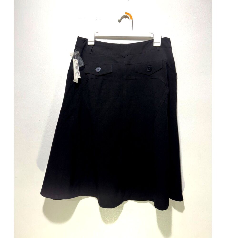 Larry Levine flare skirt black casual career preppy business casual women 8 New
